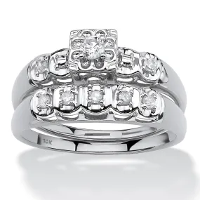 10K White Gold Diamond Bridal Ring Set (1/4 cttw) IJ Color, I3 Clarity