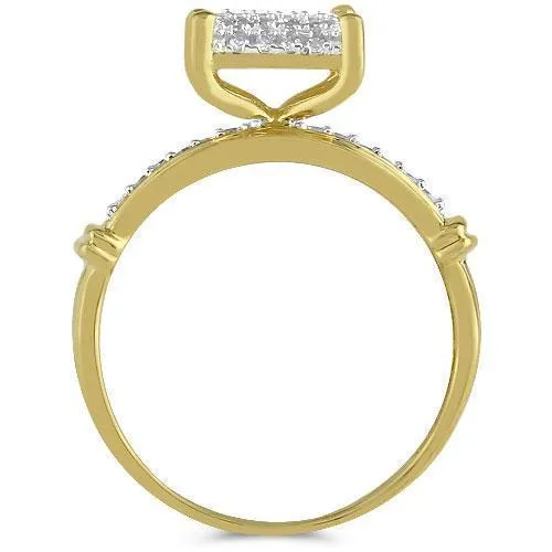 10K Yellow Solid Gold Diamond Wedding Ring Band Set 0.84 Ctw