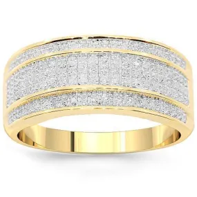 10K Yellow Solid Gold Mens Diamond Wedding Ring Band 0.38 Ctw