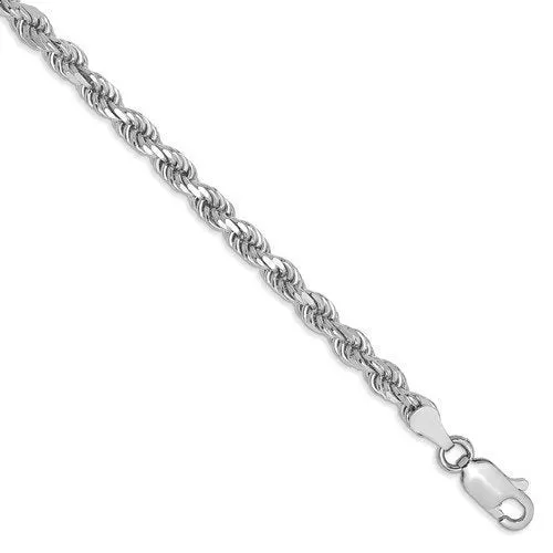 14KT GOLD 3.5MM DIAMOND CUT HANDMADE ROPE CHAIN BRACELET- 3 LENGTHS & 2 COLORS