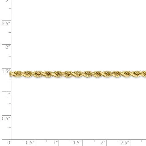 14KT GOLD 3.5MM DIAMOND CUT HANDMADE ROPE CHAIN BRACELET- 3 LENGTHS & 2 COLORS