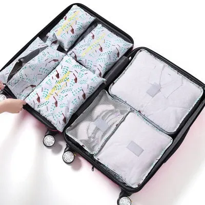 2017 New 7PCS/Set High Quality Oxford Cloth Travel Mesh Bag In Bag Luggage Organizer Packing Cube