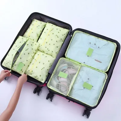 2017 New 7PCS/Set High Quality Oxford Cloth Travel Mesh Bag In Bag Luggage Organizer Packing Cube