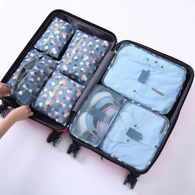 2017 New 7PCS/Set High Quality Oxford Cloth Travel Mesh Bag In Bag Luggage Organizer Packing Cube