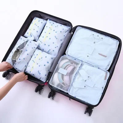 2017 New 7PCS/Set High Quality Oxford Cloth Travel Mesh Bag In Bag Luggage Organizer Packing Cube