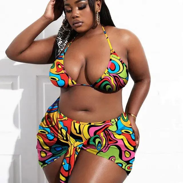 3 Piece Plus Size Swimsuit Set