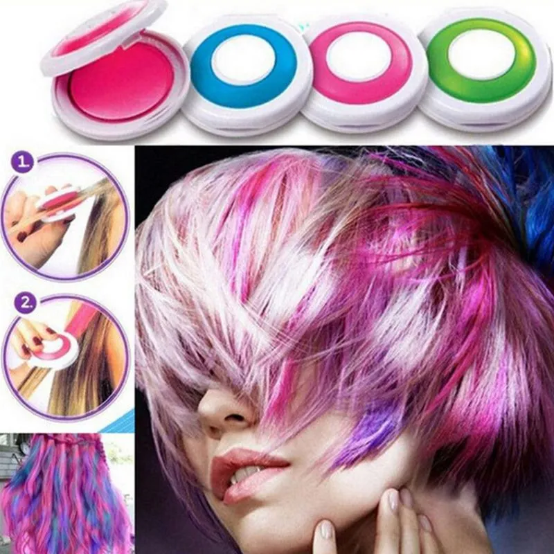 4 Colors Bright Temporary Hair Dye Powder Cake