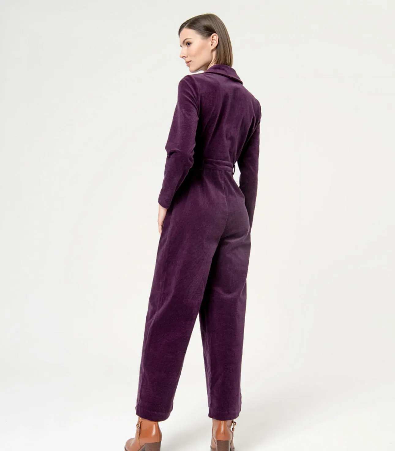 564SEMO821 Purple Corduroy Jumpsuit