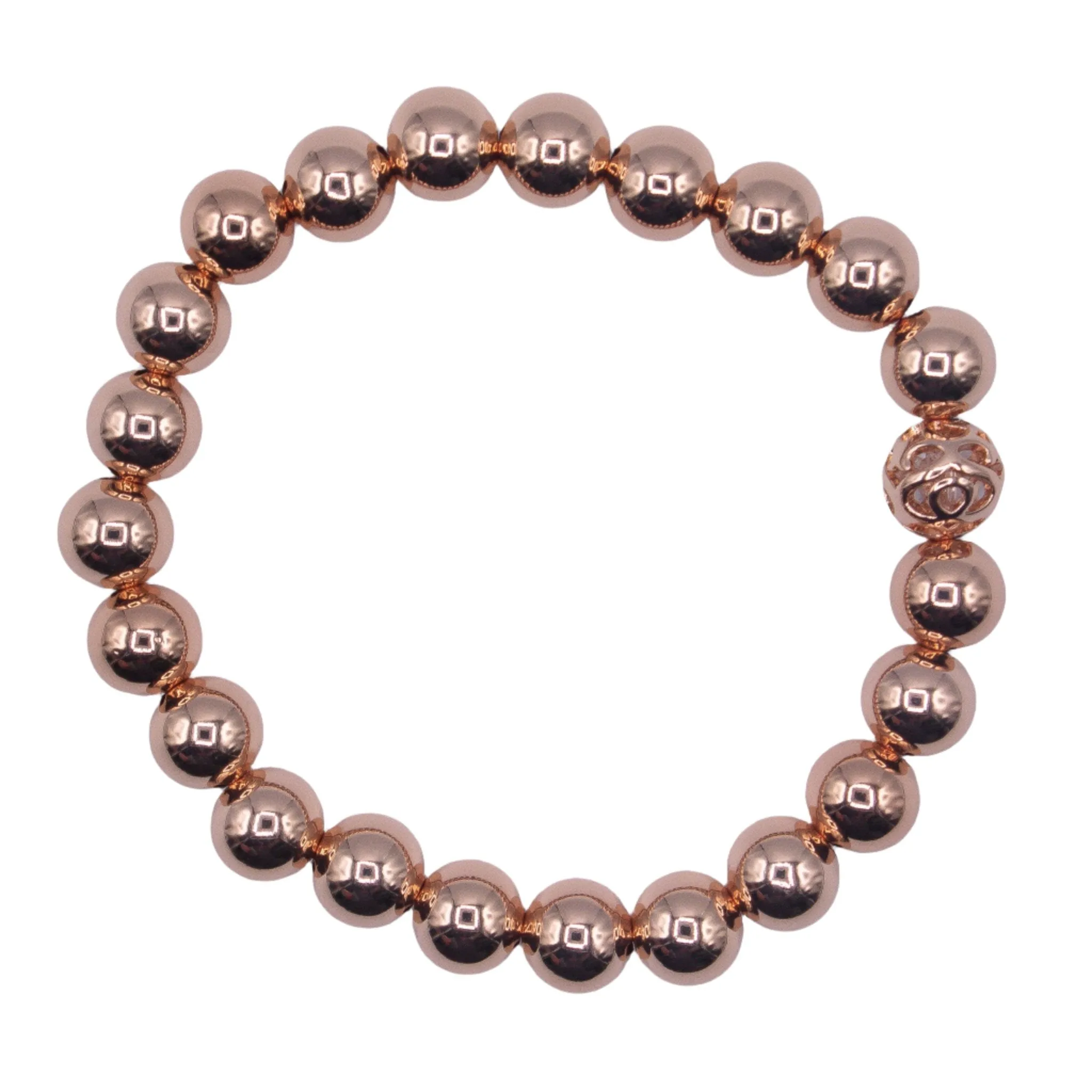 8mm 14k Rose Gold Filled Smooth Beaded Bracelet