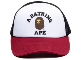 A Bathing Ape College Mesh Cap in Burgundy/Black