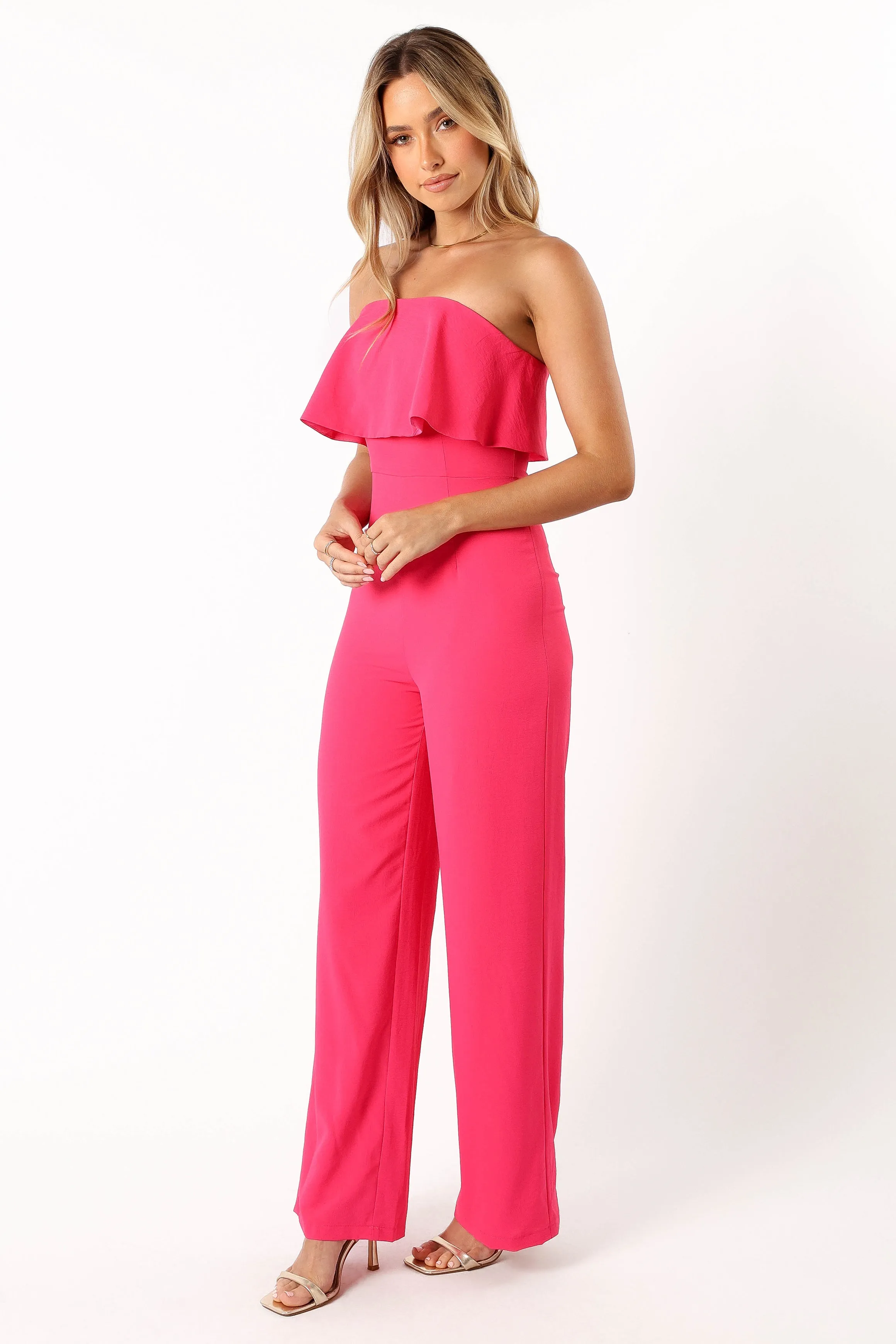 Annabella Strapless Jumpsuit - Hot Pink