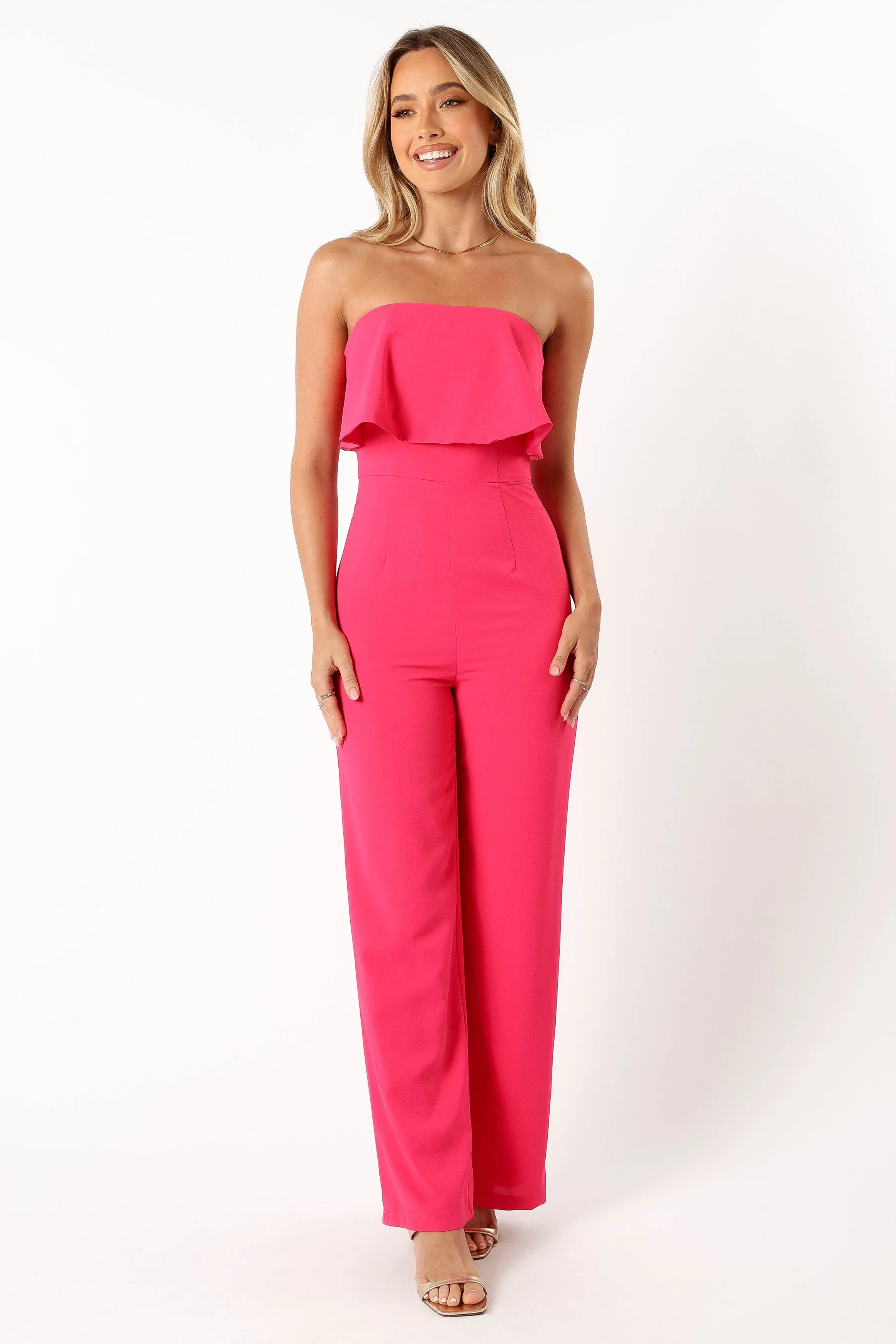 Annabella Strapless Jumpsuit - Hot Pink