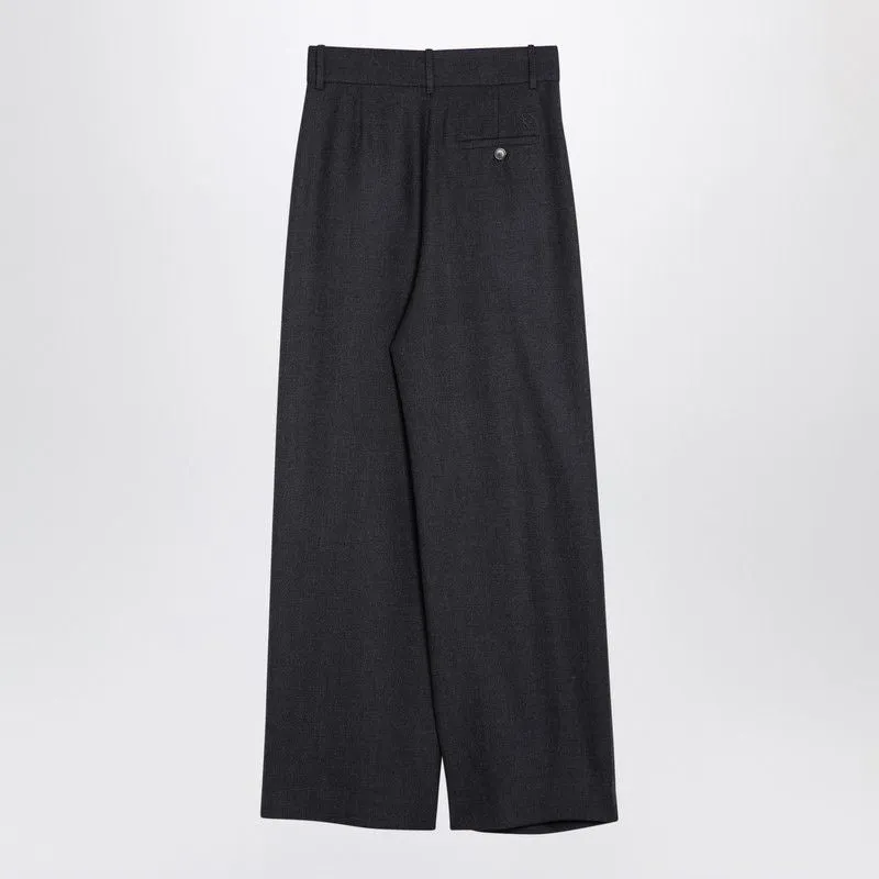 ANTHRACITE GREY WOOL WIDE TROUSERS