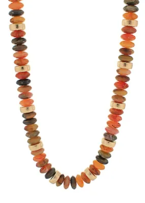 Aria Stone and Metal Necklace-Brown