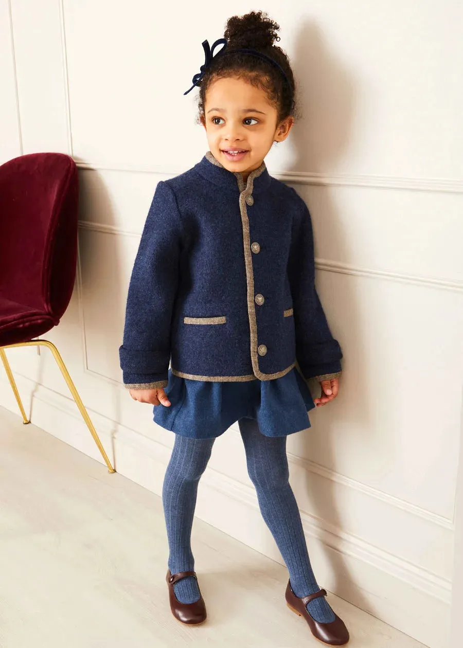 Austrian Single Breasted Contrast Trim Jacket in Blue (12mths-10yrs)