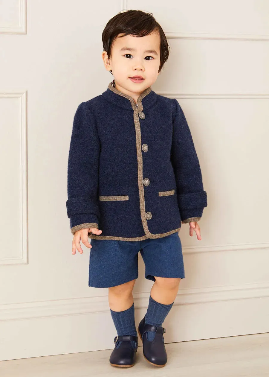 Austrian Single Breasted Contrast Trim Jacket in Blue (12mths-10yrs)