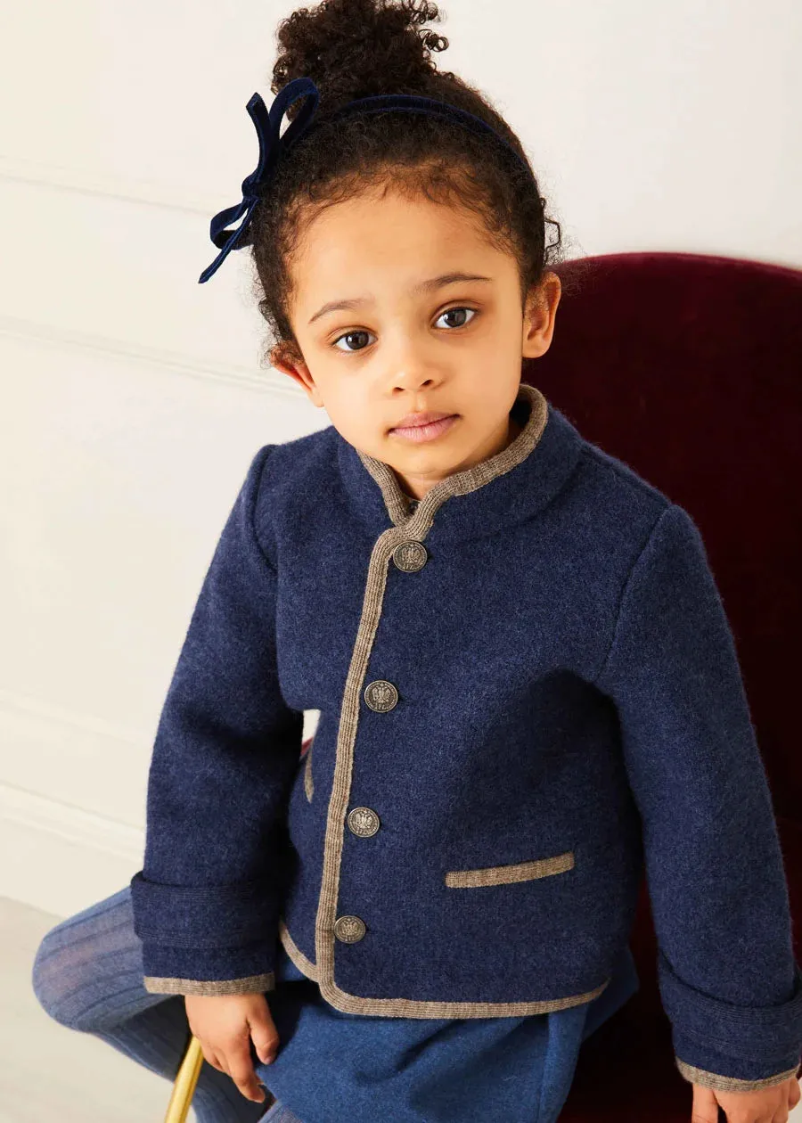 Austrian Single Breasted Contrast Trim Jacket in Blue (12mths-10yrs)