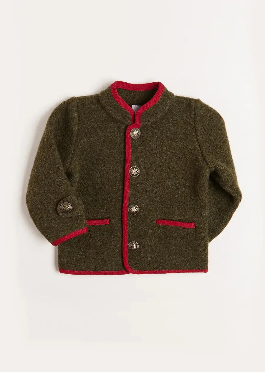 Austrian Single Breasted Contrast Trim Jacket in Green (18mths-10yrs)