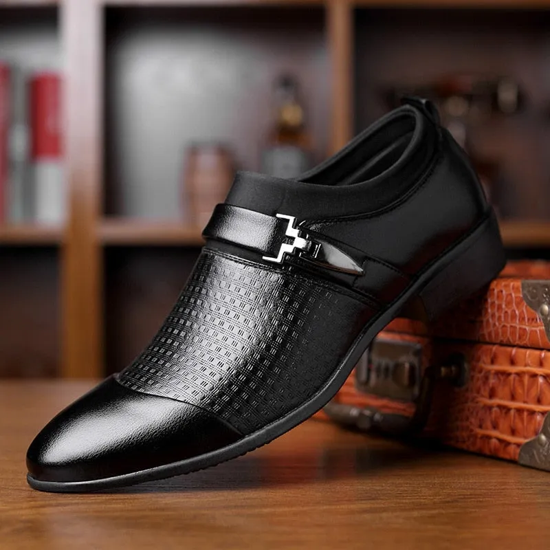 Autumn Men's Leather Slip-On Flat Oxford Pointed Toe Dress Smart Shoes