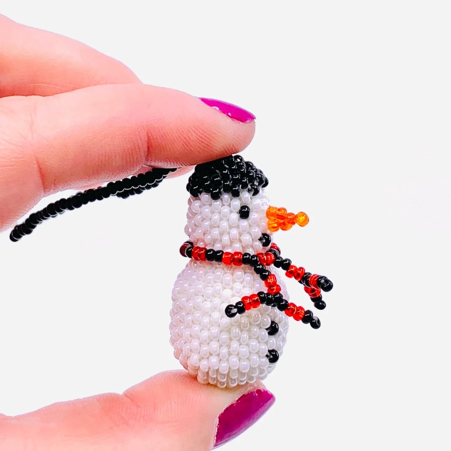 Beaded Christmas Ornament 3, Snowman