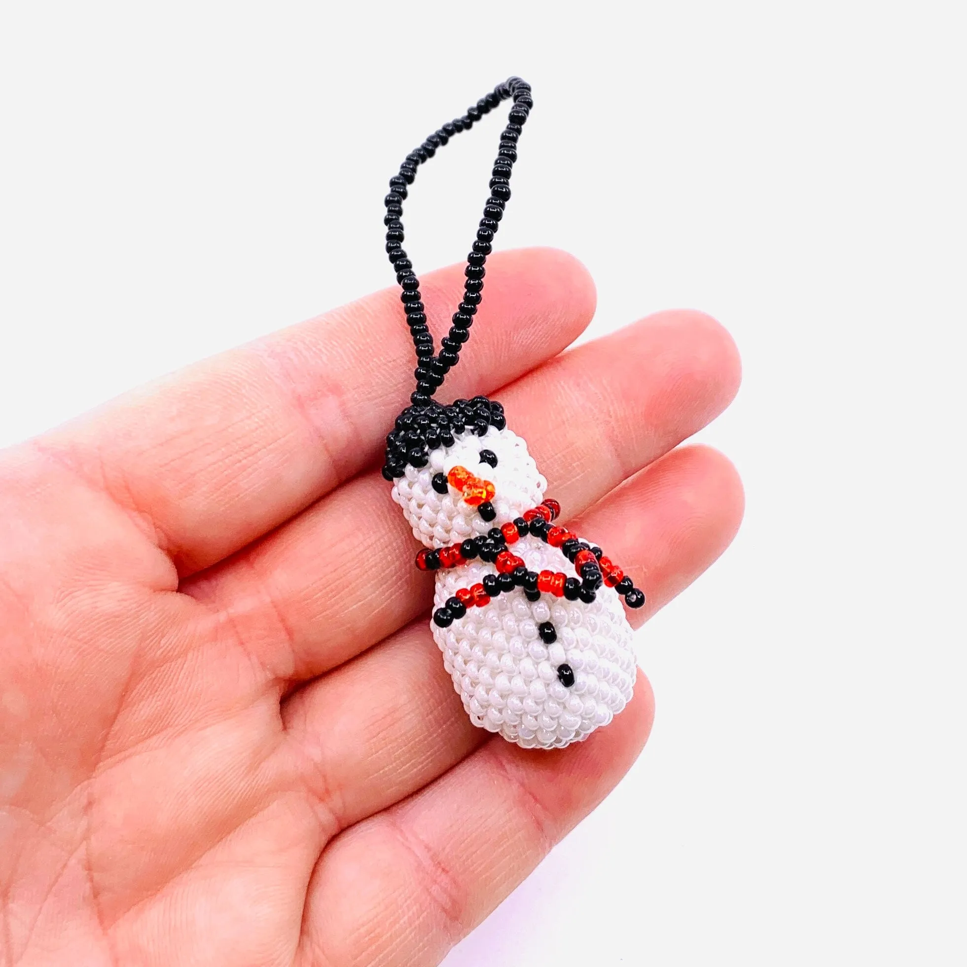 Beaded Christmas Ornament 3, Snowman