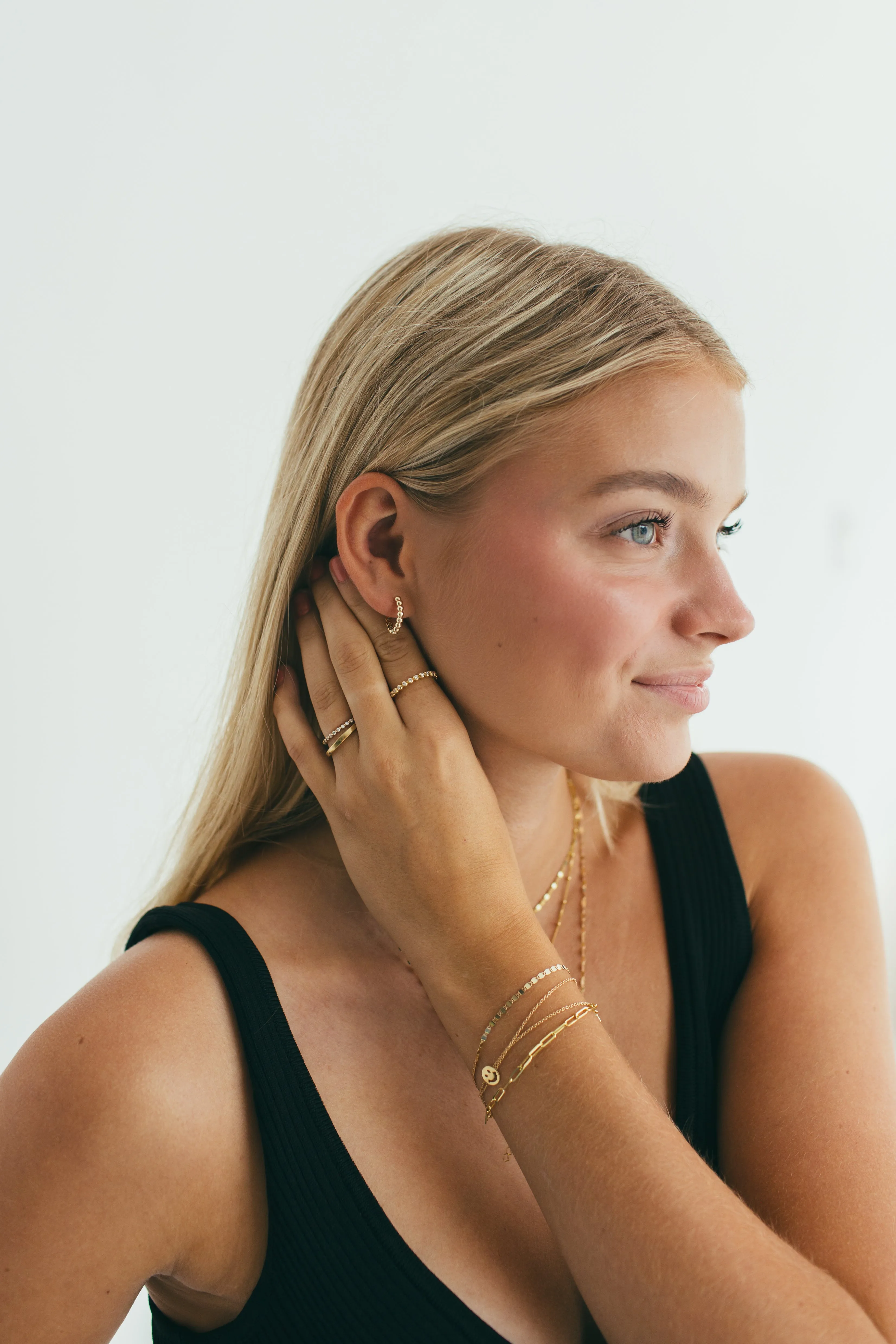 Beaded Gold Hoops