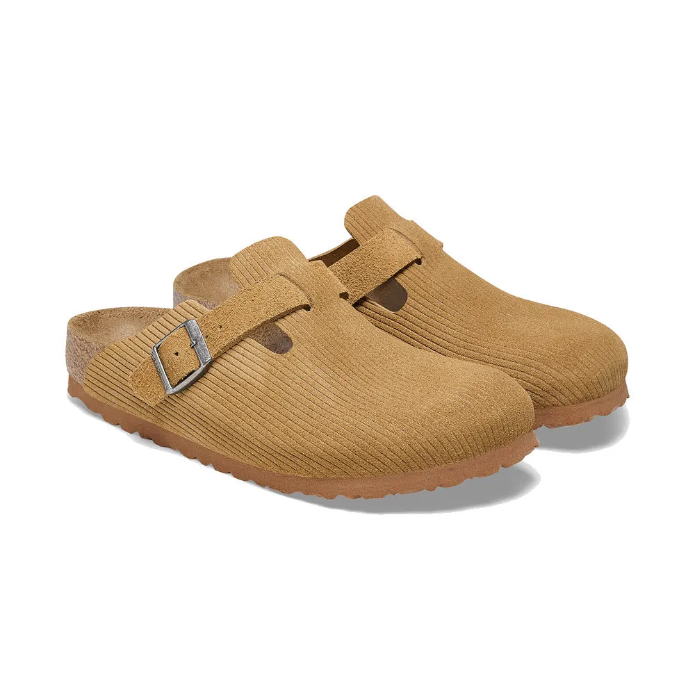 BIRKENSTOCK BOSTON CORDUROY CORK BROWN SUEDE - WOMENS