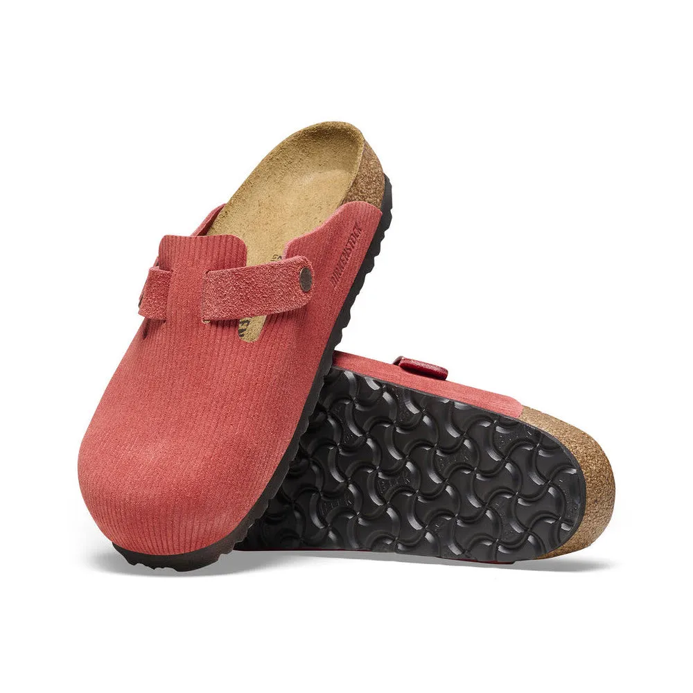 BIRKENSTOCK BOSTON CORDUROY SIENNA RED SUEDE - WOMENS