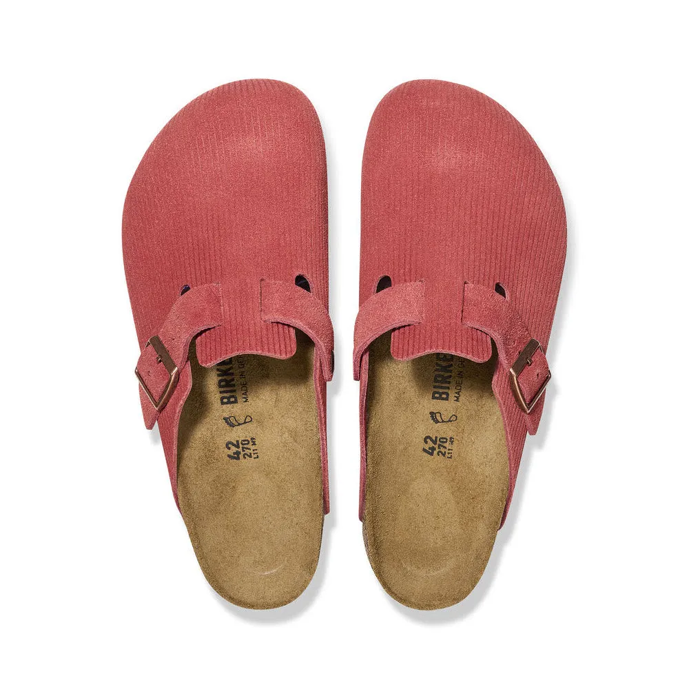 BIRKENSTOCK BOSTON CORDUROY SIENNA RED SUEDE - WOMENS