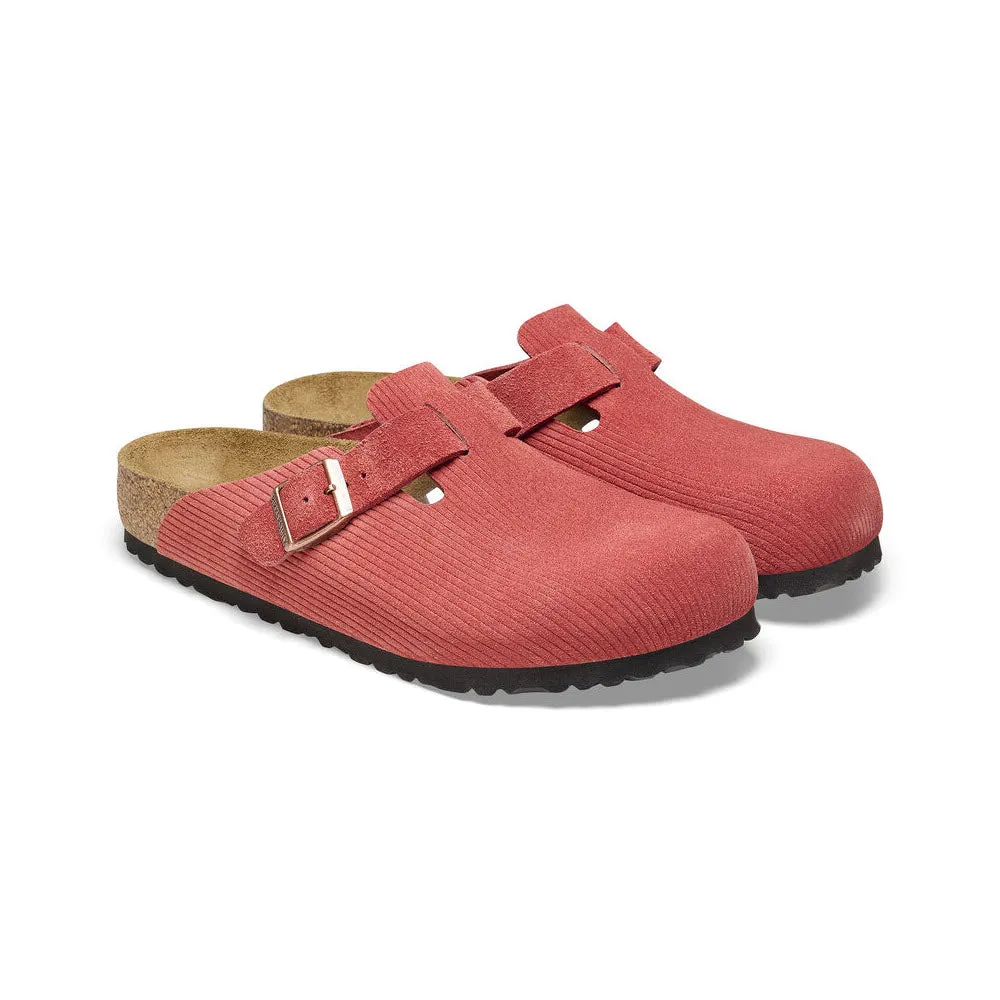 BIRKENSTOCK BOSTON CORDUROY SIENNA RED SUEDE - WOMENS