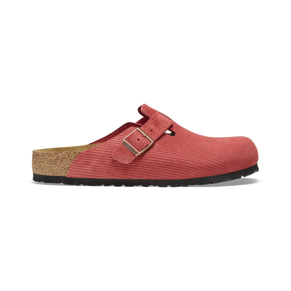 BIRKENSTOCK BOSTON CORDUROY SIENNA RED SUEDE - WOMENS