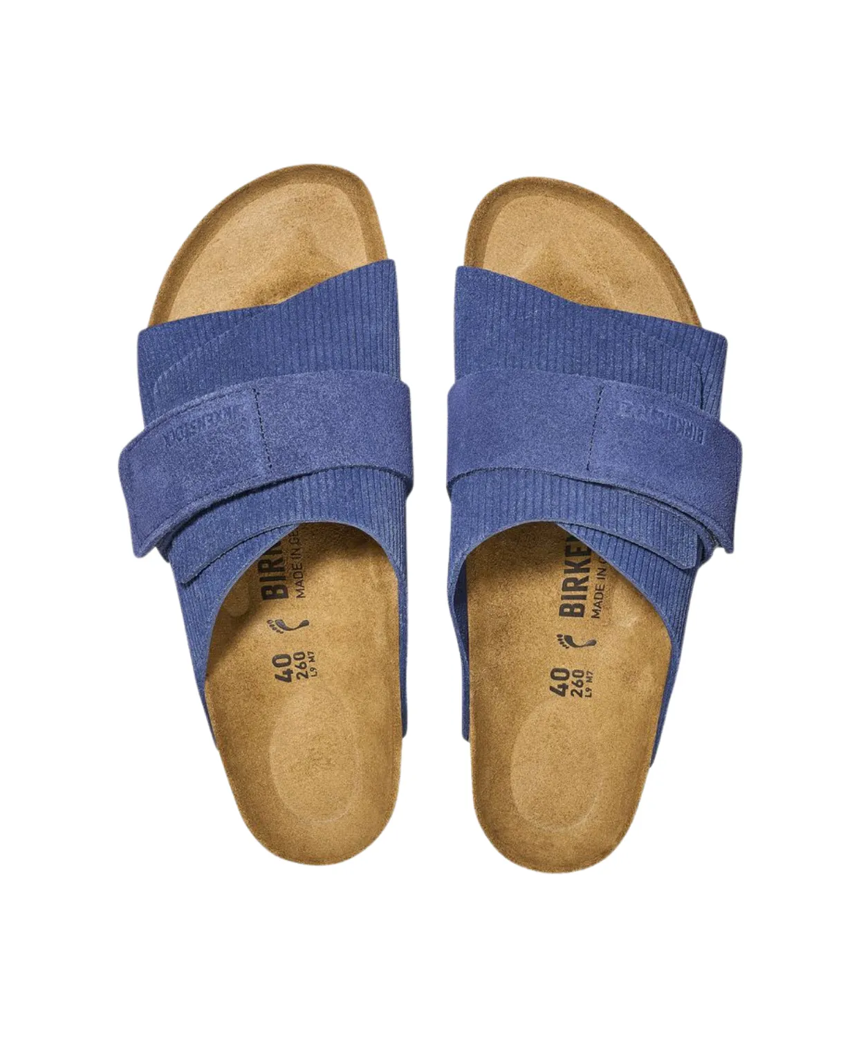 Birkenstock Kyoto Corduroy Embossed Suede Leather Indigo Sandals