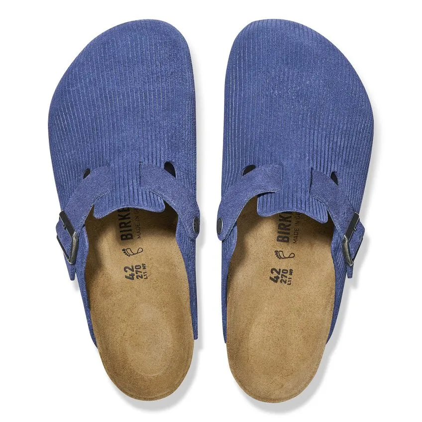 BIRKENSTOCK Women's Boston Suede Embossed (Indigo Blue - Narrow Fit)