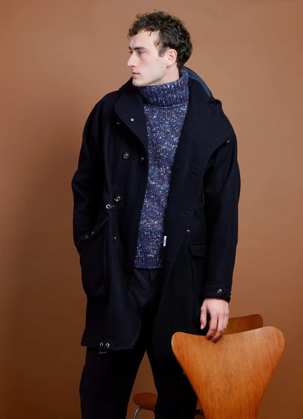 BJARNE | Long Wool Felt Parka | Classic Navy