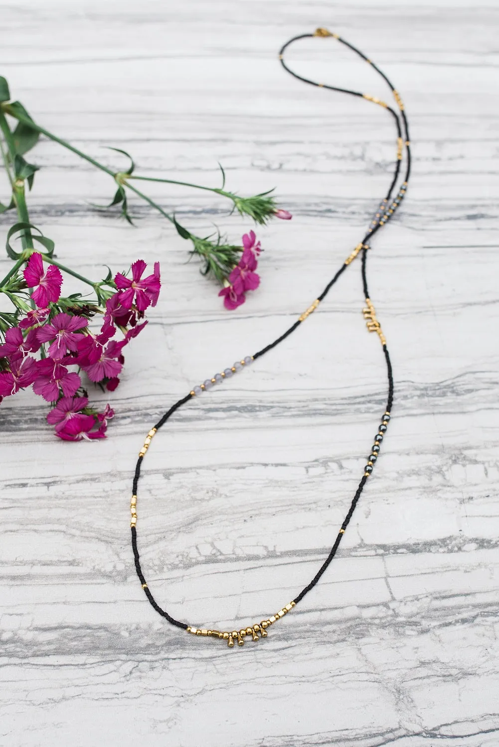 Black & Gold Stacking Necklace