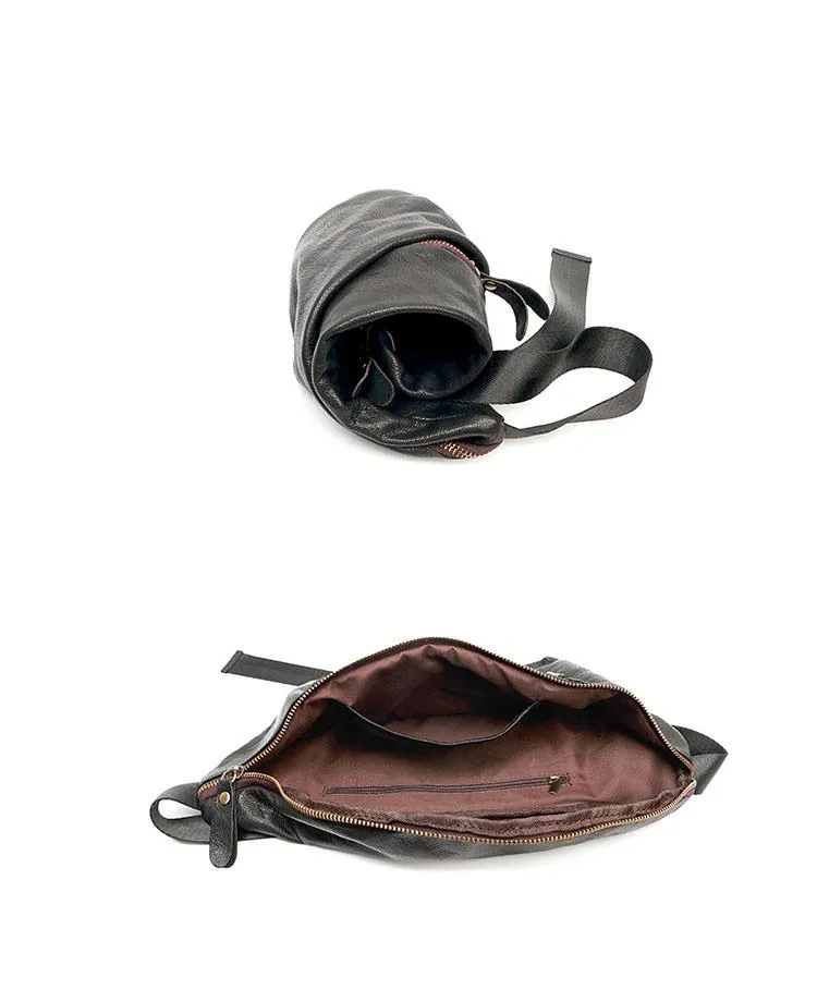 Black Casual Leather Mens Fanny Pack Brown Waist Bag Waist Pack Hip Bag Bum Pack For Men