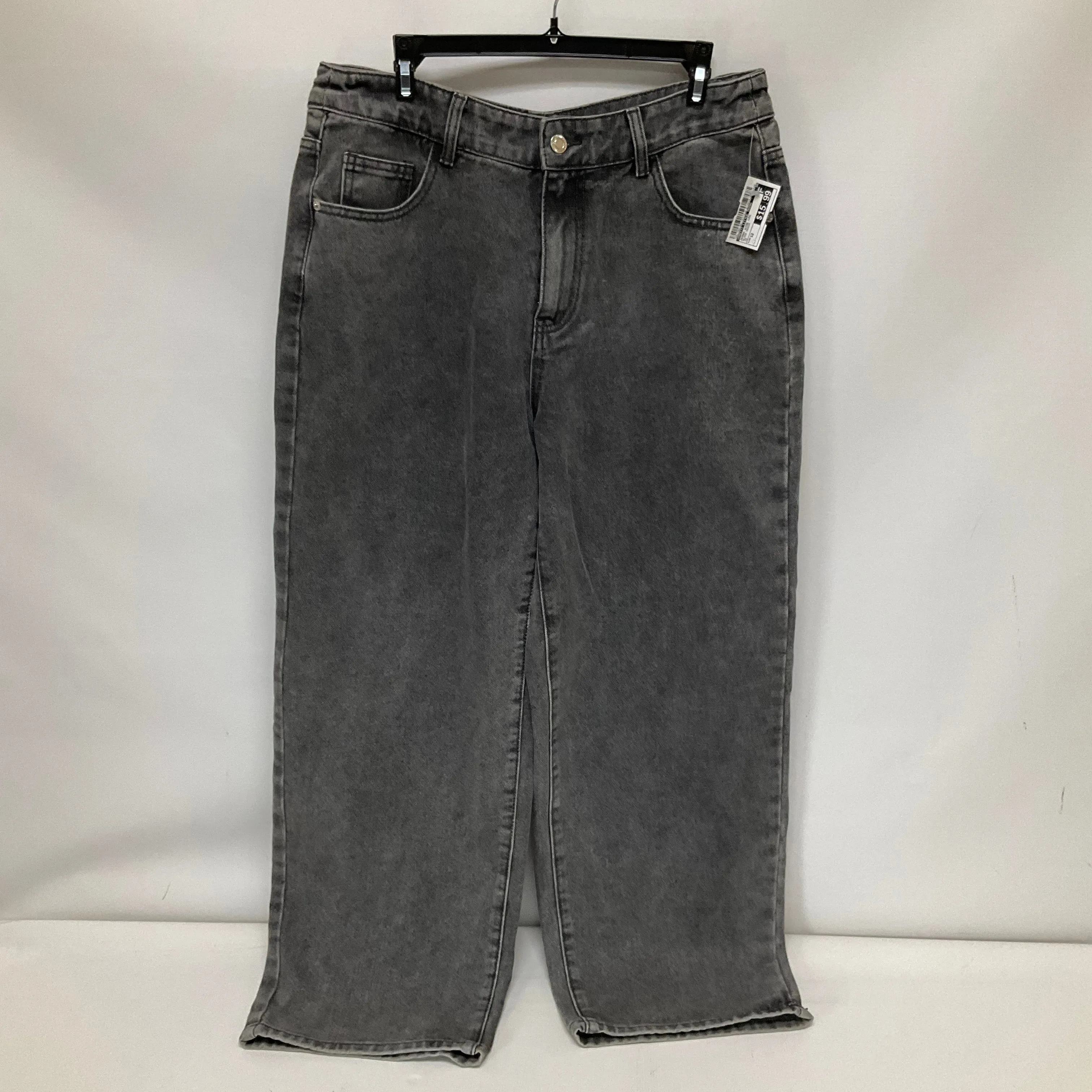 Black Denim Jeans Wide Leg Pretty Little Thing, Size 12