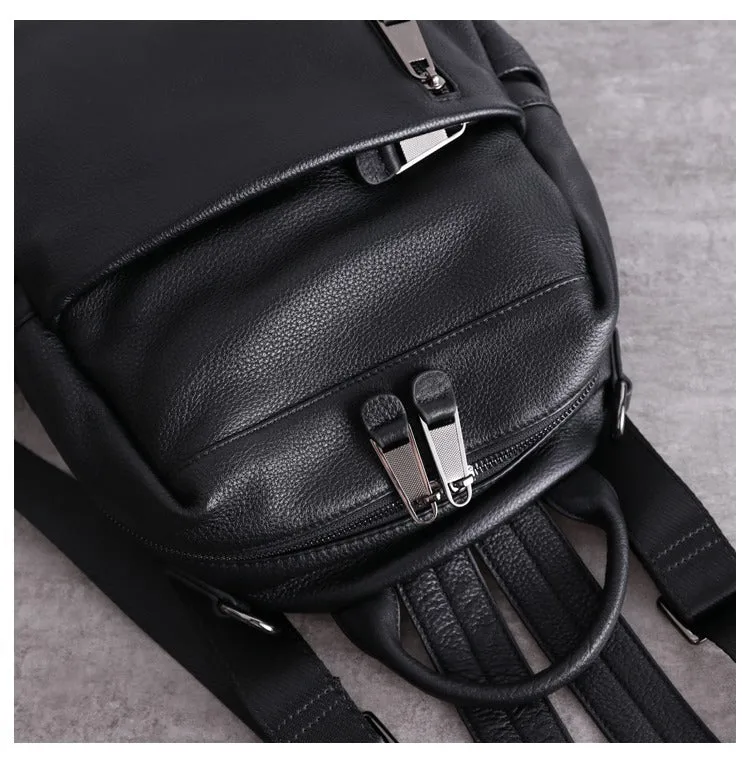 Black Leather School Backpacks Womens Cute College Backpack Purse Black Leather Travel Rucksack for Ladies