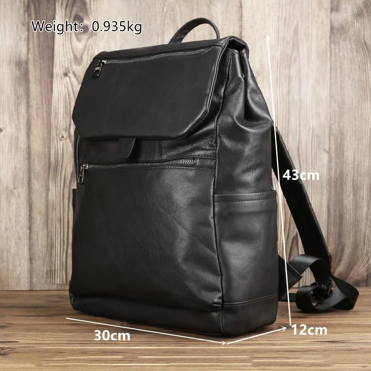 Black Suede Men's 15 inches Computer Backpack Large Travel Backpack Black Large College Backpack For Men