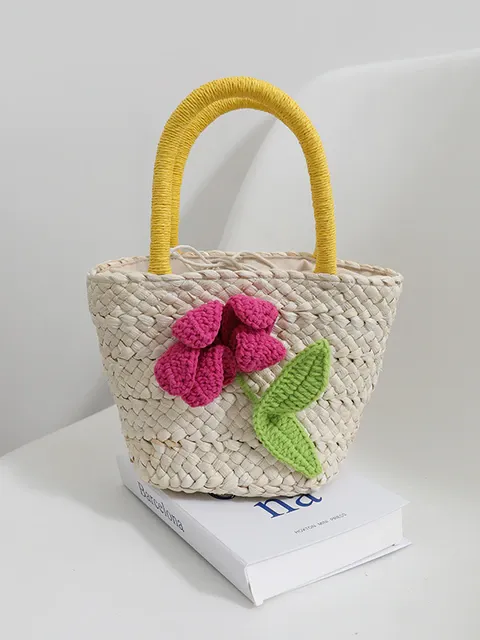 Bloom and Blossom Floral Woven Tote Bag