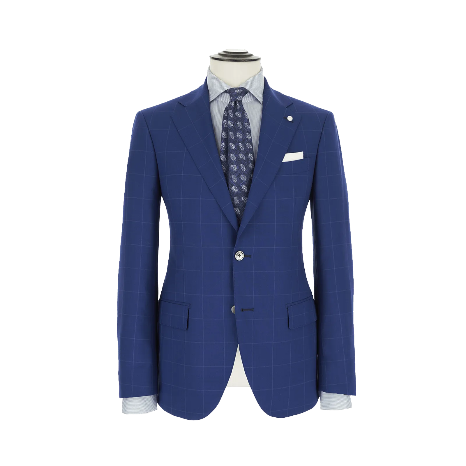 BLUE CHECK SUIT IN PURE VIRGIN WOOL