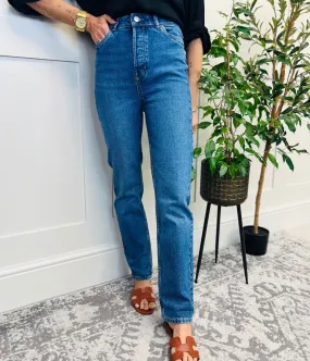 Blue Slim Leg High Rise Jeans