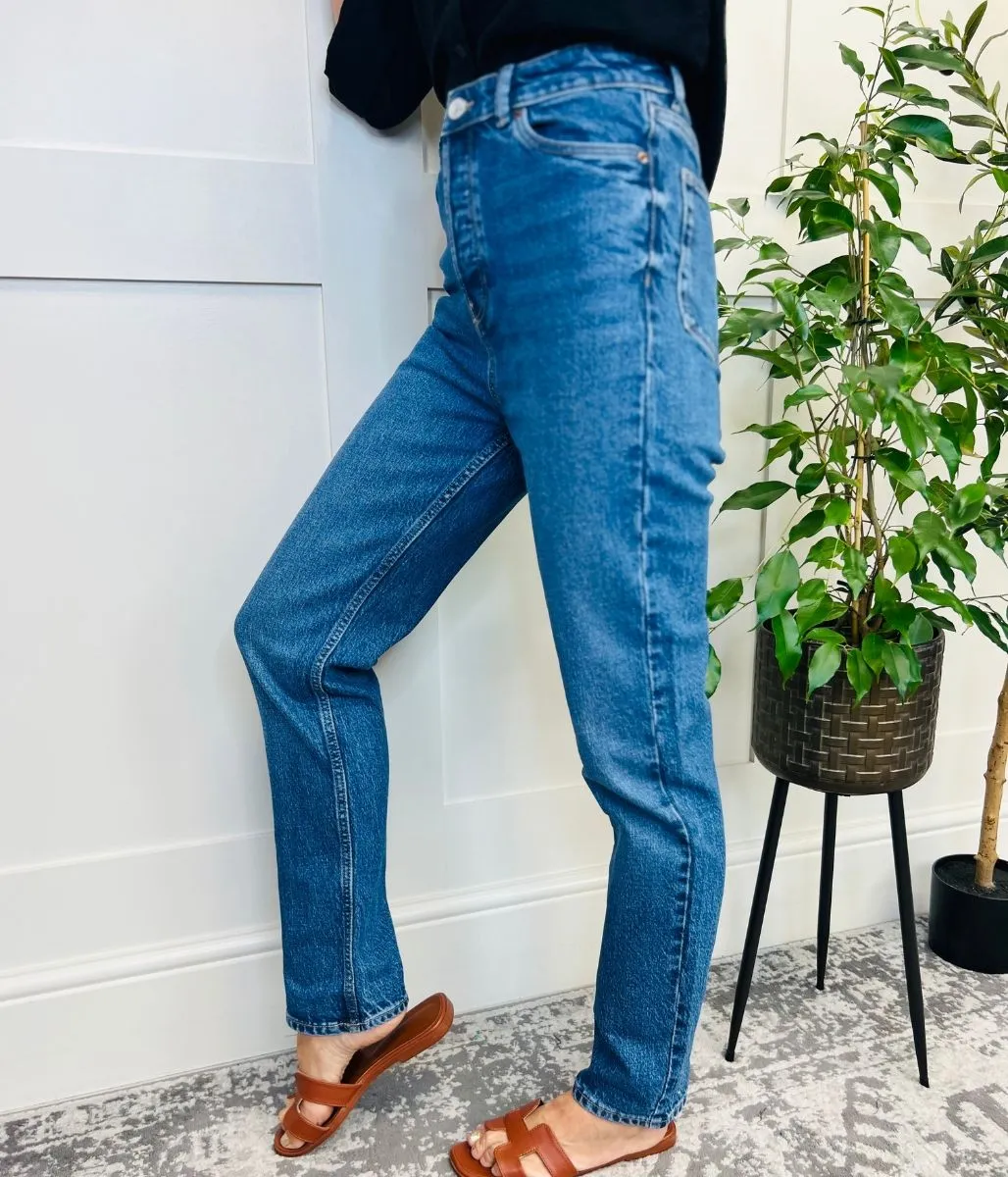 Blue Slim Leg High Rise Jeans