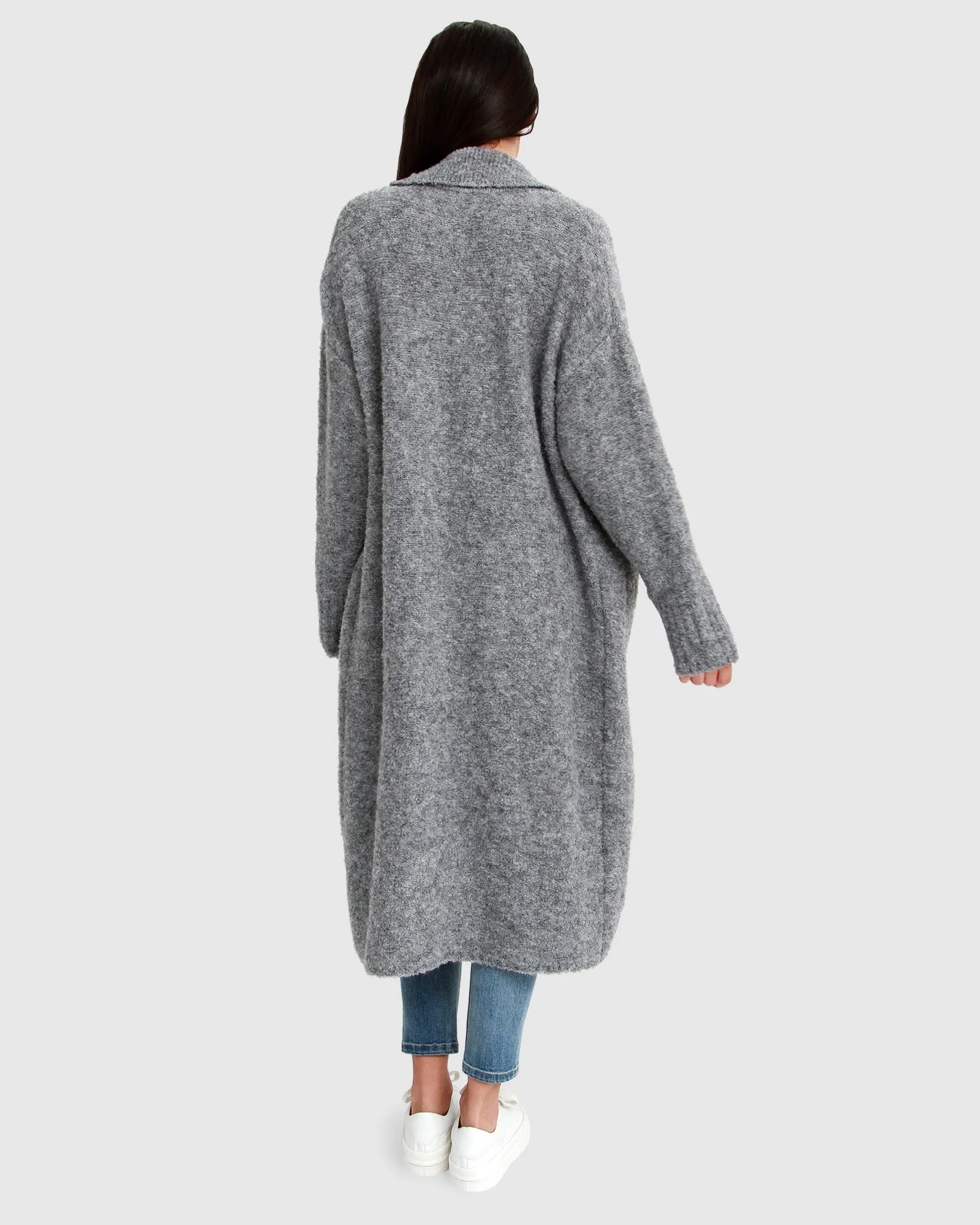 Born To Run Sustainable Sweater Coat - Grey