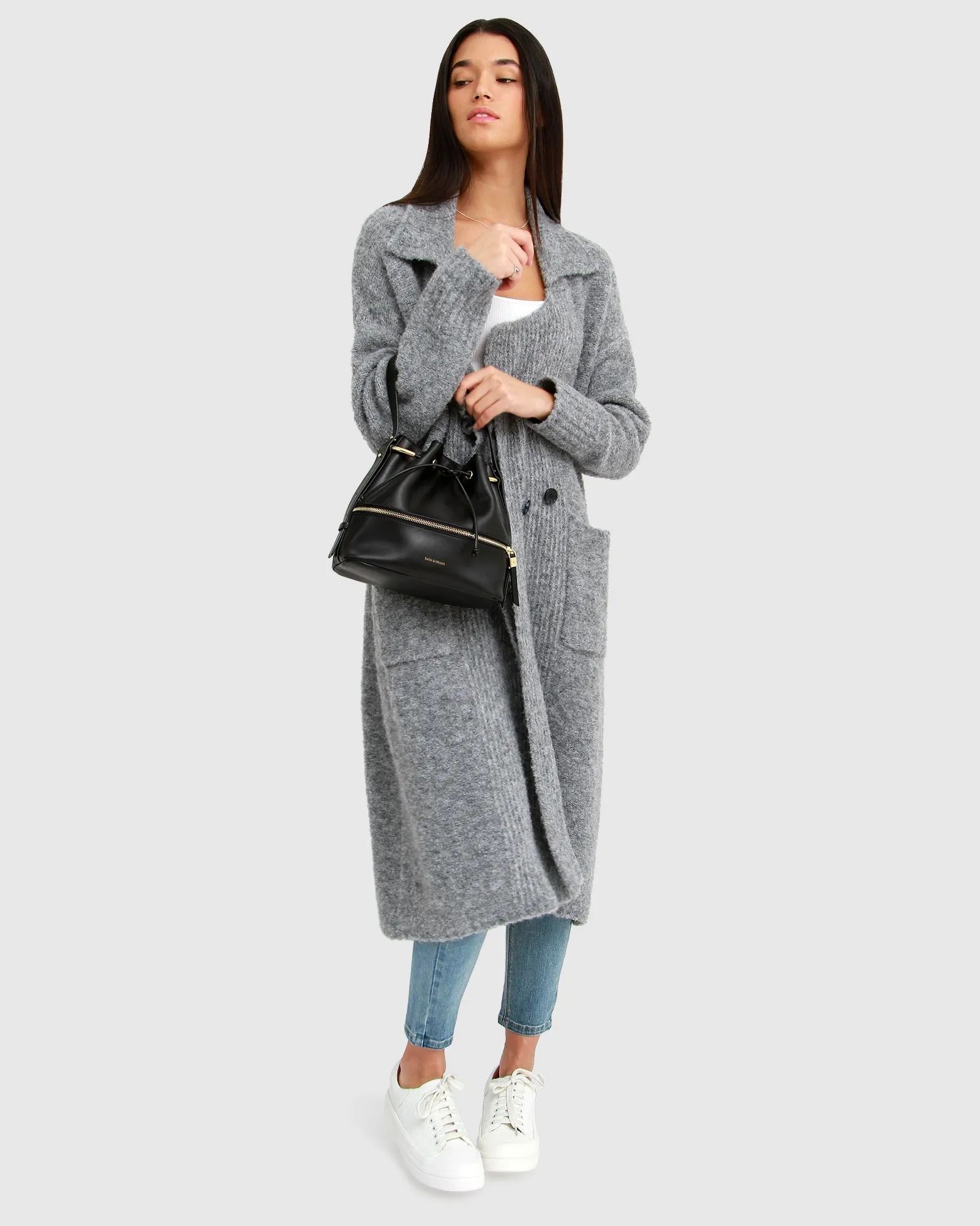 Born To Run Sustainable Sweater Coat - Grey