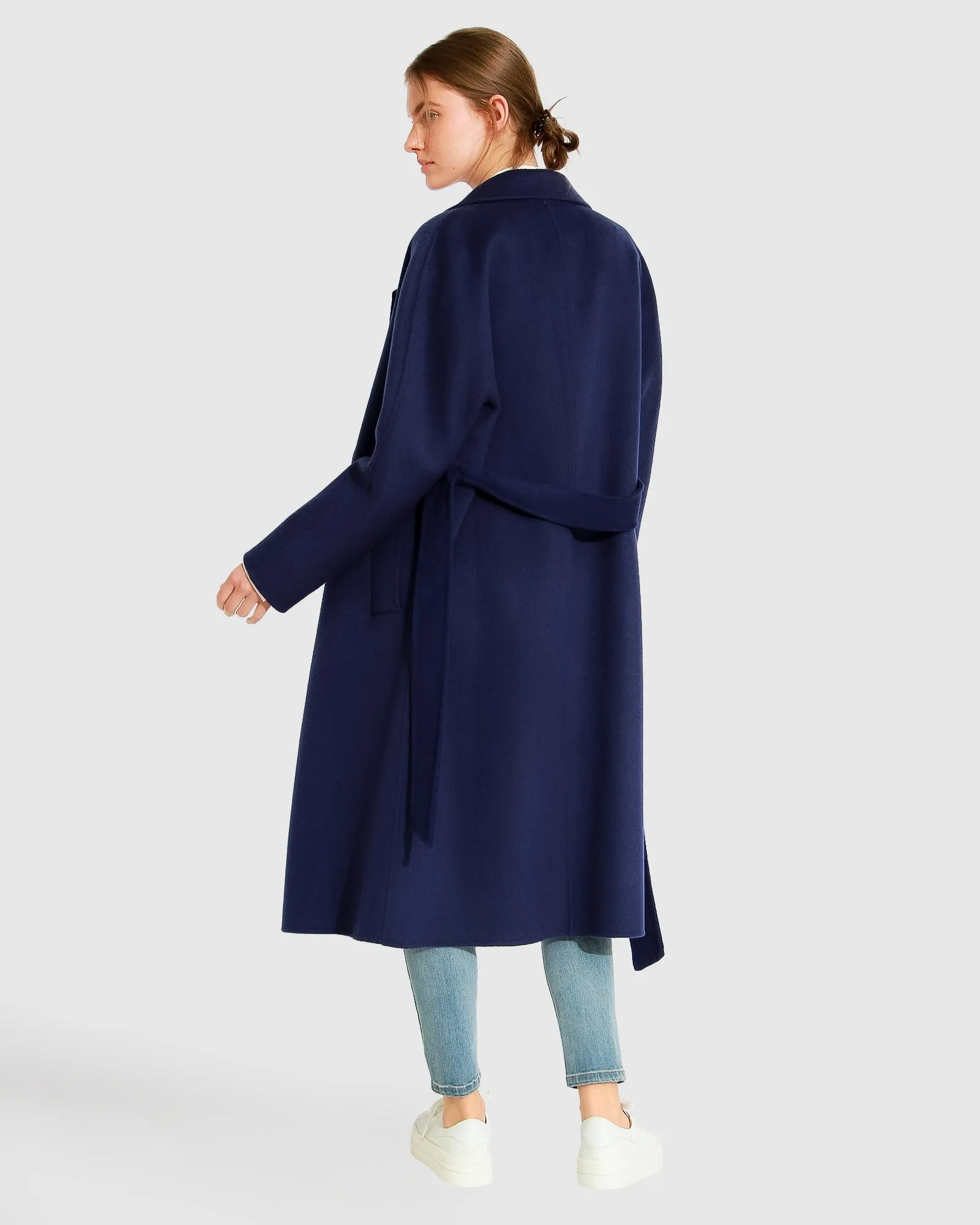 Boss Girl Double-Breasted Lined Wool Coat - Midnight Blue