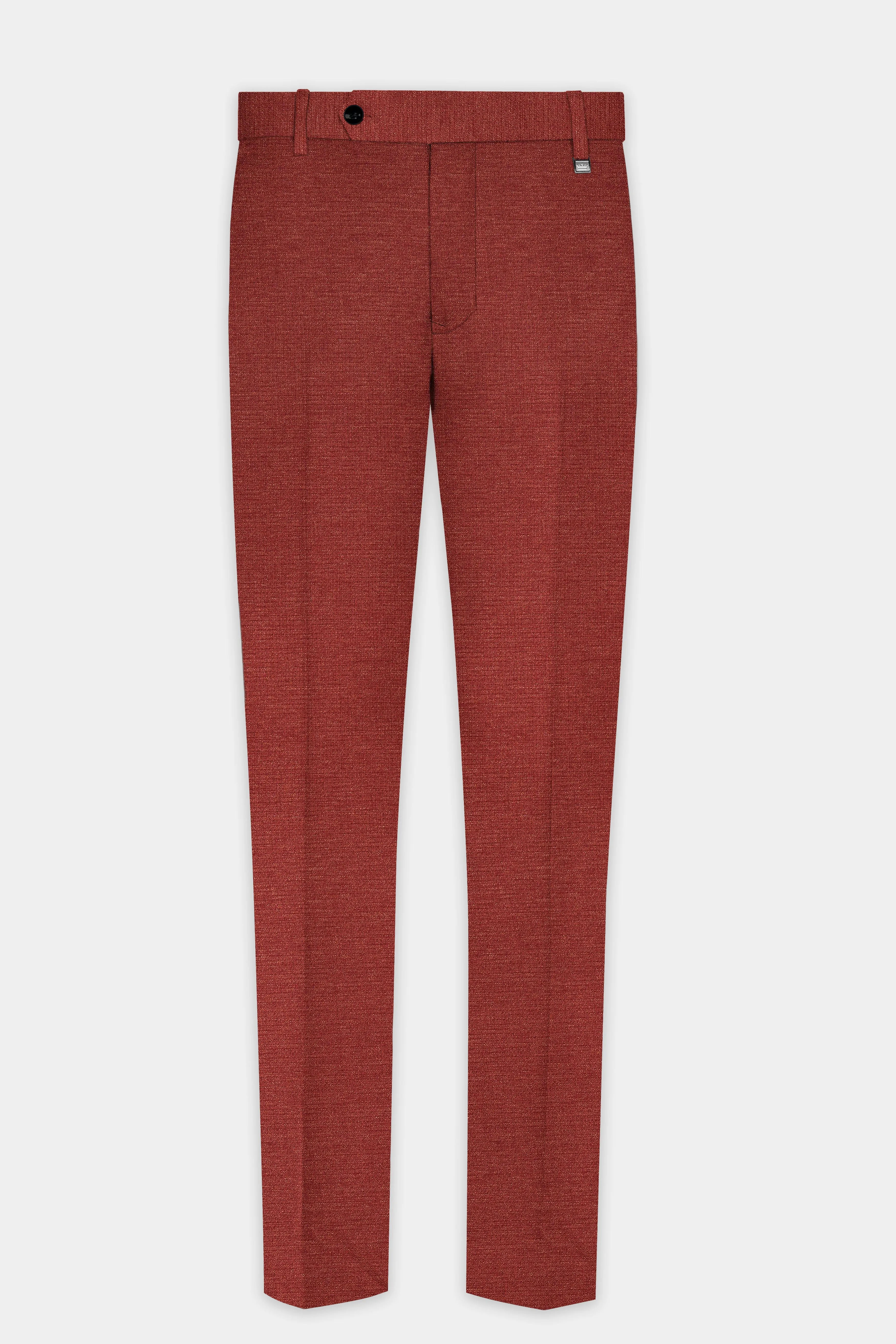 Brick Red Textured Peak Collar Tuxedo Suit