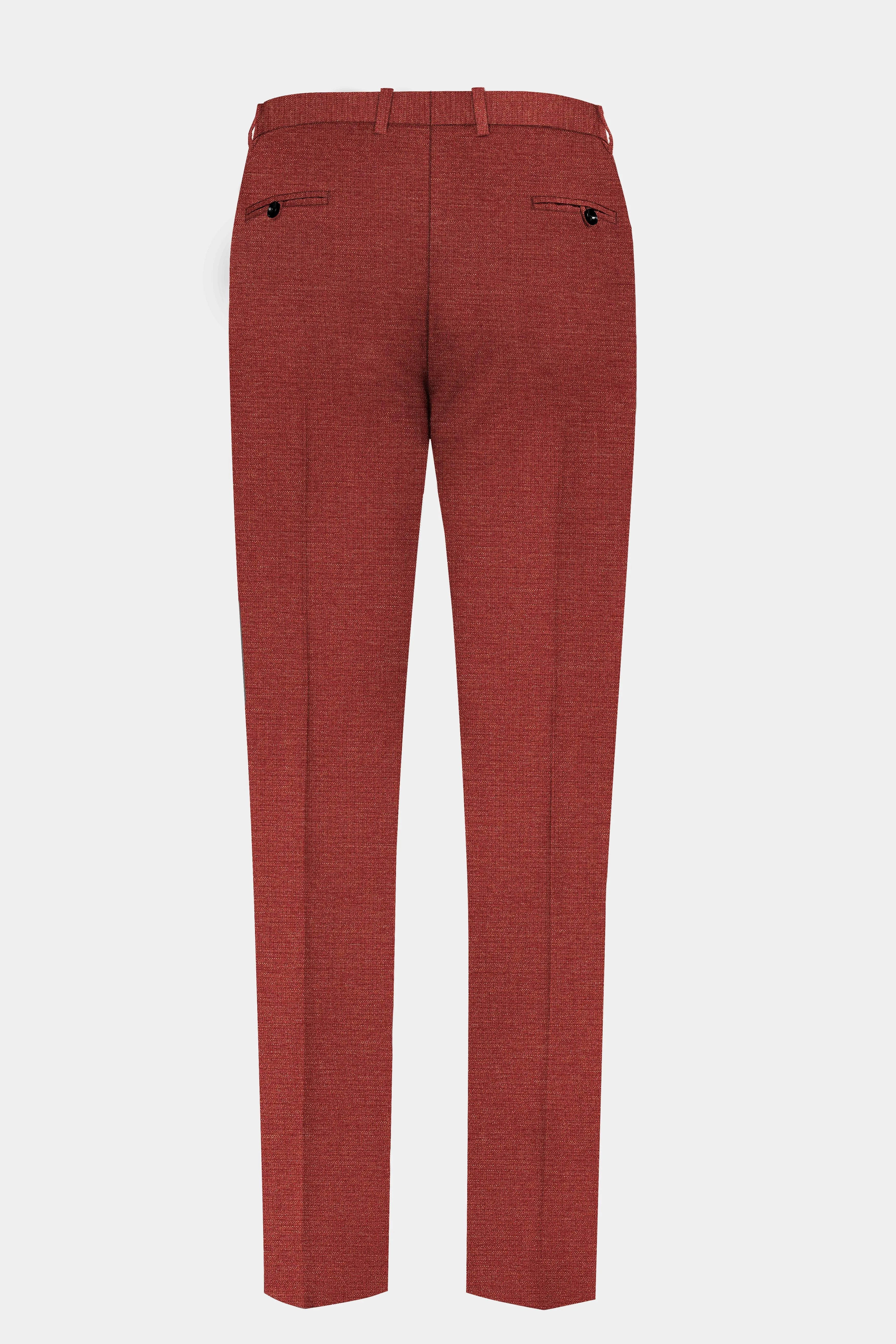 Brick Red Textured Single Breasted Suit