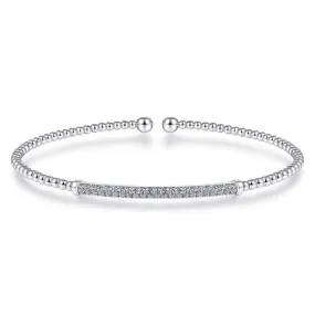 Bujukan Bead Diamond Bar Cuff in White Gold