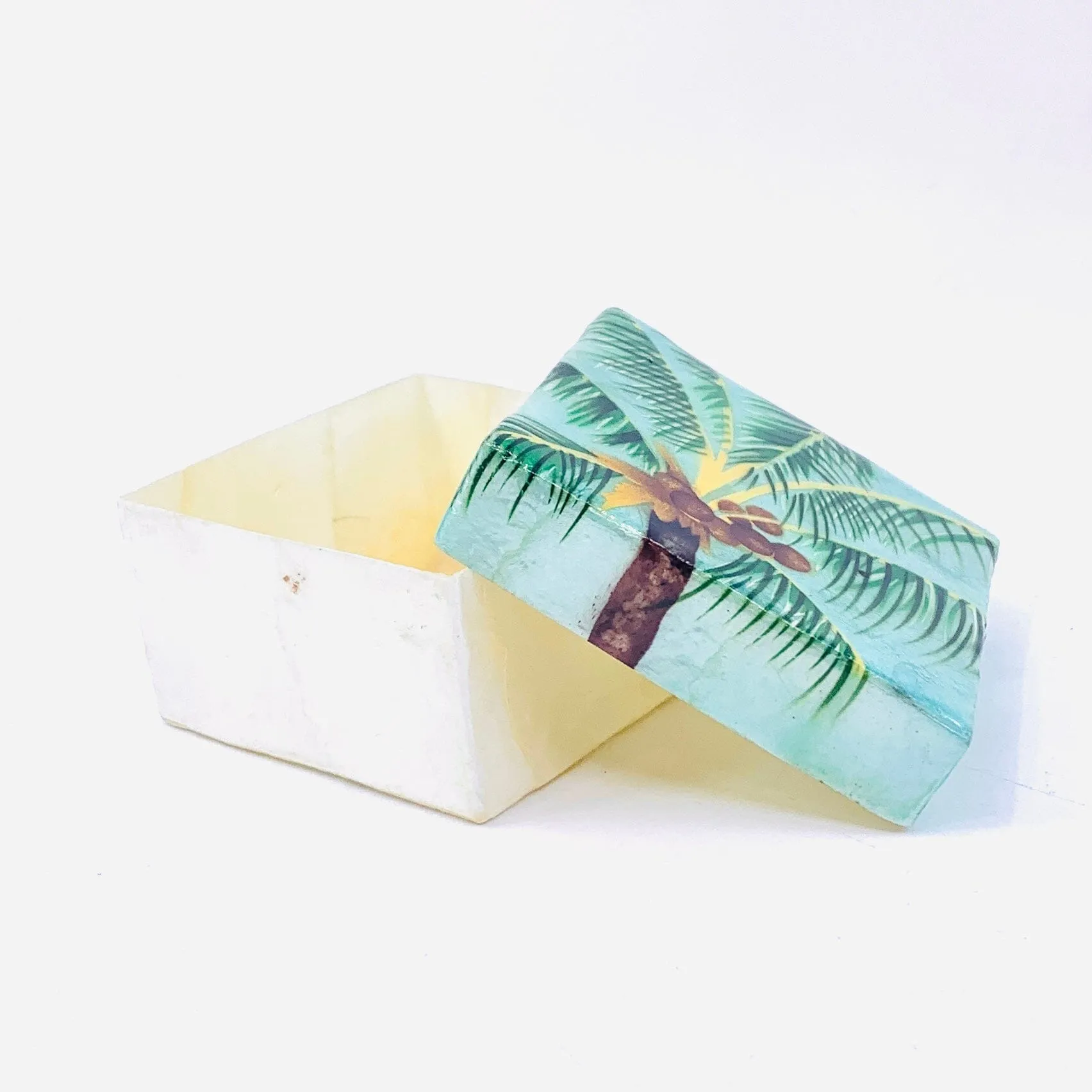 Capiz Shell Trinket Box 11, Palm Tree